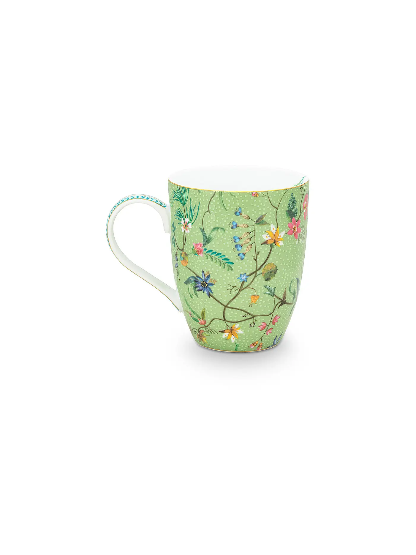 PIP STUDIO | Henkelbecher L 350ml  Jolie Flowers Blue | hellgrün